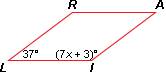 If liar is a parallelogram, what is the value of x