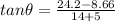 tan\theta = \frac{24.2 - 8.66}{14 + 5}
