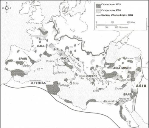 Which major areas showed christian influence between 300 ce and 400 ce?