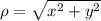\rho=\sqrt{x^2+y^2}