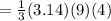 =\frac{1}{3}(3.14)(9)(4)