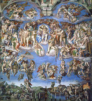 The above painting is michelangelo buonarroti’s, last judgement. he was able to include so much deta
