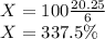 X = 100\frac{20.25}{6}\\ X=337.5\%