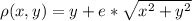 \\ \rho (x,y)= y+e*\sqrt{x^{2} +y^{2} }