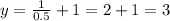 y=\frac{1}{0.5}+1=2+1=3