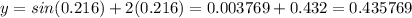 y=sin(0.216)+2(0.216)=0.003769+0.432=0.435769