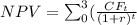 NPV=\sum_0^3 (\frac{CF_t}{(1+r)^t}