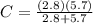 C = \frac{(2.8) (5.7)}{2.8 + 5.7}