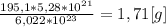 \frac{195,1 * 5,28*10^{21}}{6,022*10^{23}} =1,71 [g]