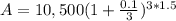 A = 10,500(1 + \frac{0.1}{3})^{3*1.5}
