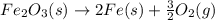 Fe_2O_3(s)\rightarrow 2Fe(s)+\frac{3}{2}O_2(g)