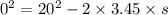 0^{2}=20^{2}-2 \times3.45 \times s