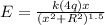 E = \frac{k(4q)x}{(x^2 + R^2)^{1.5}}