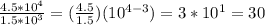 \frac{4.5*10^{4}}{1.5*10^{3}}=(\frac{4.5}{1.5})( 10^{4-3}) =3*10^{1}=30