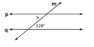 Two parallel lines are crossed by a transversal. horizontal and parallel lines p and q are cut by tr