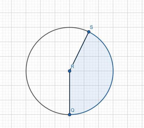 Pleea hh !  circle r is shown. line segments q r and s r are radii. the length of q r is 18. sector