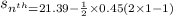 s_{n^{th}=21.39-\frac{1}{2}\times 0.45\left ( 2\times 1-1 \right )}