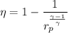 \eta=1-\dfrac{1}{r_p^{\frac{\gamma-1}{\gamma}}}