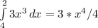 \int\limits^2_4 3{x}^3 \, dx = 3*x^4/4