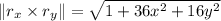 \lVert r_{x}\times r_{y}\rVert =\sqrt{1+36x^{2}+16y^{2}}