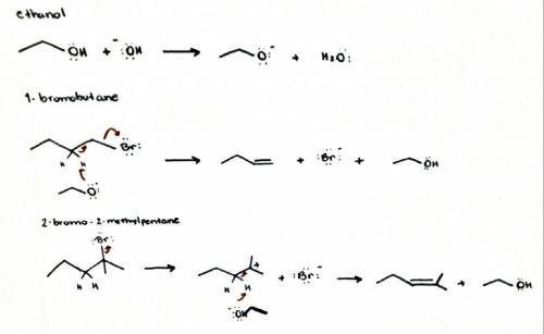 Draw an arrow-pushing mechanism for the elimination reaction between naoh in ethanol and each of the