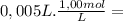 0,005 L.\frac{1,00 mol}{L} =