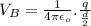 V_{B} = \frac{1}{4\pi\epsilon_{o}}.\frac{q}{\frac{d}{2}}