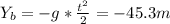 Y_{b}=-g*\frac{t^{2}}{2}=-45.3m
