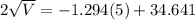 2\sqrt{V} =-1.294(5)+34.641