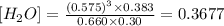 [H_2O]=\frac{(0.575)^3\times 0.383}{0.660\times 0.30}=0.3677