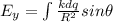 E_y = \int \frac{kdq}{R^2} sin\theta