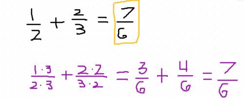 Add fractions and simplify the answer 1/2 + 2/3