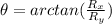\theta = arctan(\frac{R_x}{R_y})