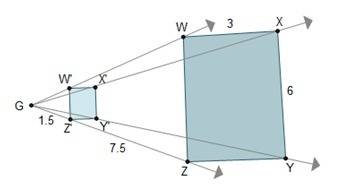 Rectangle wxyz was dilated to create w'x'y'z'.  what is w'x'?  0.5 units 1.2 units 1.5 units 1.8 uni