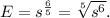 E=s^\frac{6}{5}=\sqrt[5]{s^6}.