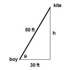 Aboy flying a kite is standing 30 ft from a point directly under the kite. if the string to the kite