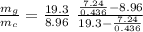 \frac{m_g}{m_c} = \frac{19.3}{8.96}\ \frac{ \frac{7.24}{0.436} - 8.96}{ 19.3 - \frac{ 7.24}{0.436} }