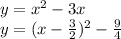 y=x^2-3x\\y=(x-\frac{3}{2} )^2-\frac{9}{4}