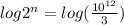 log 2^{n} = log(\frac{10^{12}}{3})