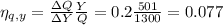 \eta_{q,y}=\frac{\Delta Q}{\Delta Y} \frac{Y}{Q}=0.2\frac{501}{1300}=0.077