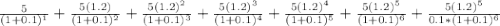 \frac{5}{(1+0.1)^1}+\frac{5(1.2)}{(1+0.1)^2}+\frac{5(1.2)^2}{(1+0.1)^3}+\frac{5(1.2)^3}{(1+0.1)^4}+\frac{5(1.2)^4}{(1+0.1)^5}+\frac{5(1.2)^5}{(1+0.1)^6}+\frac{5(1.2)^5}{0.1*(1+0.1)^6}