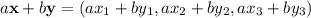 a\mathbf x+b\mathbf y=(ax_1+by_1,ax_2+by_2,ax_3+by_3)