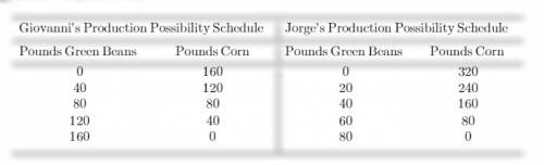 Giovanni's production possibility schedule jorge's production possibility schedule pounds of green b