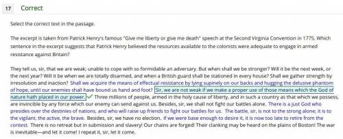 The excerpt is taken from patrick henry's famous give me liberty or give me death speech at the se