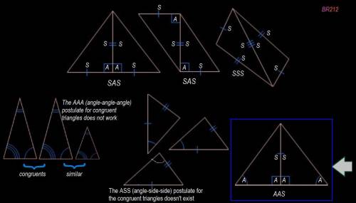 Which shows two triangles that are congruent by aas?