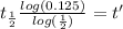 t_{ \frac{1}{2} }  \frac{log( 0.125)}{log(\frac{1}{2})} =    t'