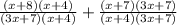 \frac{(x+8)(x+4)}{(3x+7)(x+4)}+\frac{(x+7)(3x+7)}{(x+4)(3x+7)}