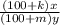 \frac{(100+k)x}{(100+m)y}