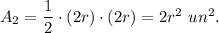 A_2=\dfrac{1}{2}\cdot (2r)\cdot (2r)=2r^2\ un^2.