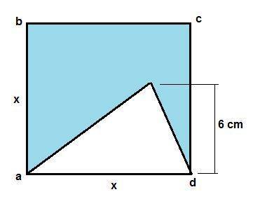 The triangle inscribed within square abcd has, as its base, side ad, and has a height of 6 cm. if th